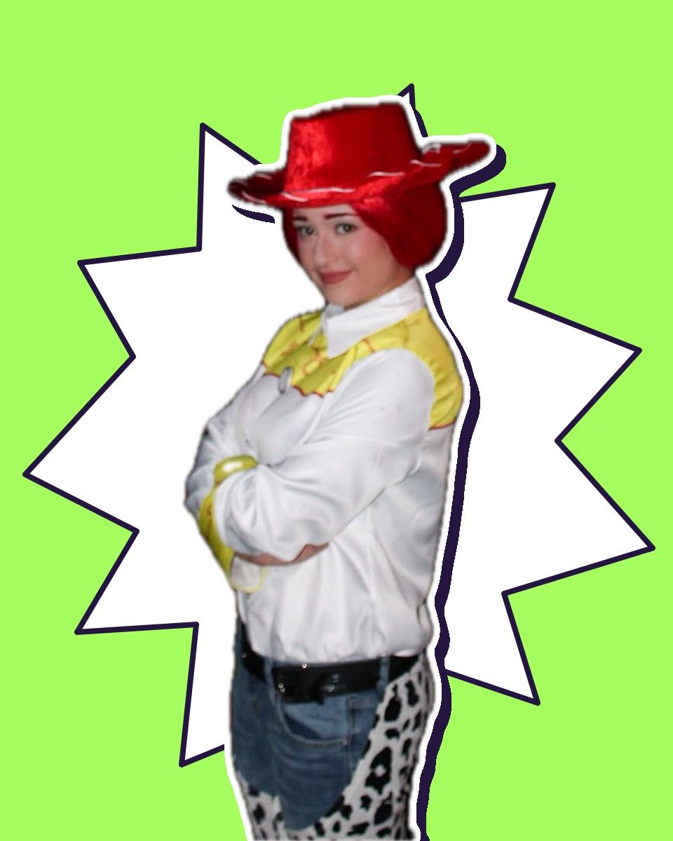 A performer as the Jessie-inspired Cowgirl Rider, one of our birthday party characters