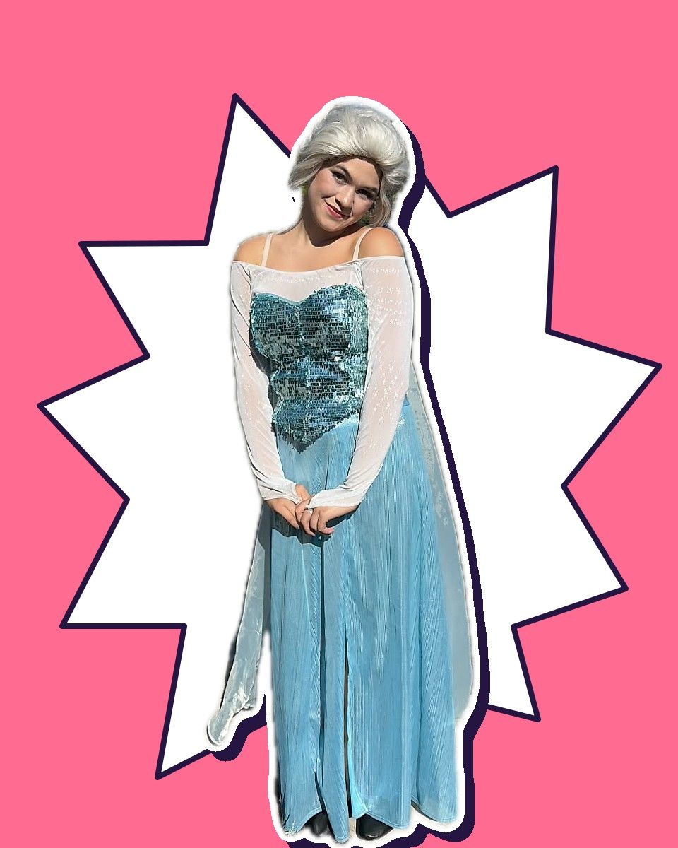 A performer as the Elsa-inspired Ice Queen, one of our birthday party characters
