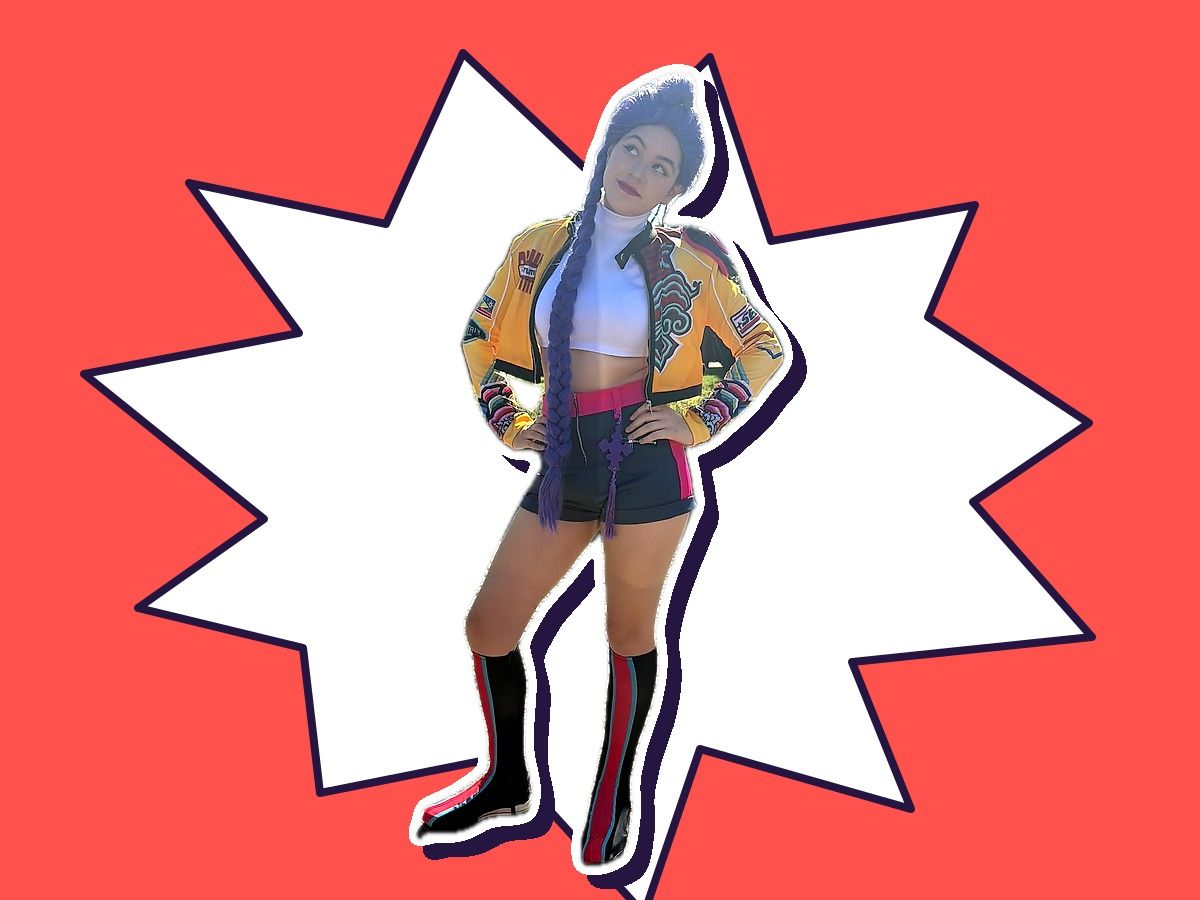 A performer as a K-pop star hunter inspired by Rumi from KPop Demon Hunters