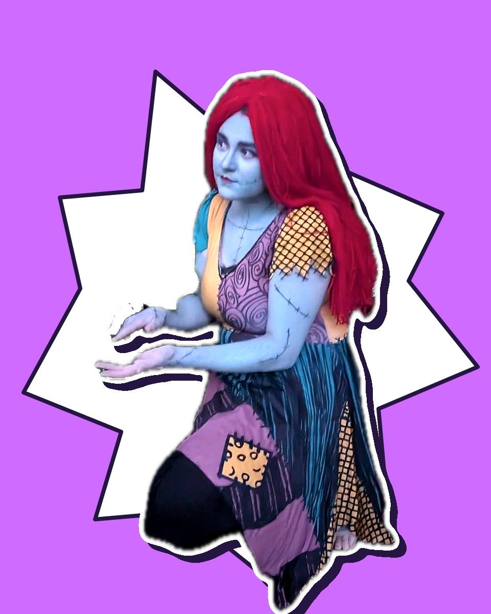 A performer as the Sally-inspired Patchwork Girl, one of our birthday party characters