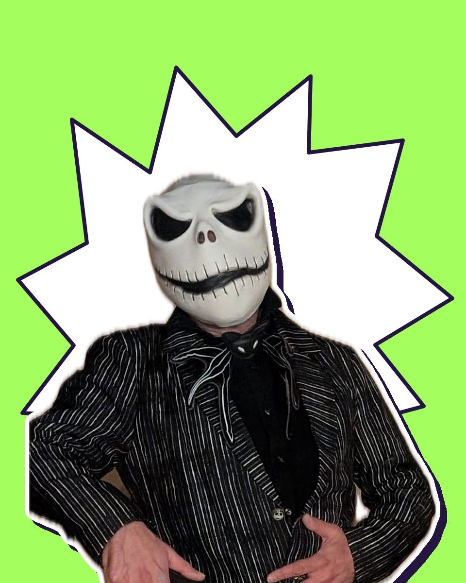 A performer as the Jack Skellington-inspired Pumpkin King, one of our birthday party characters