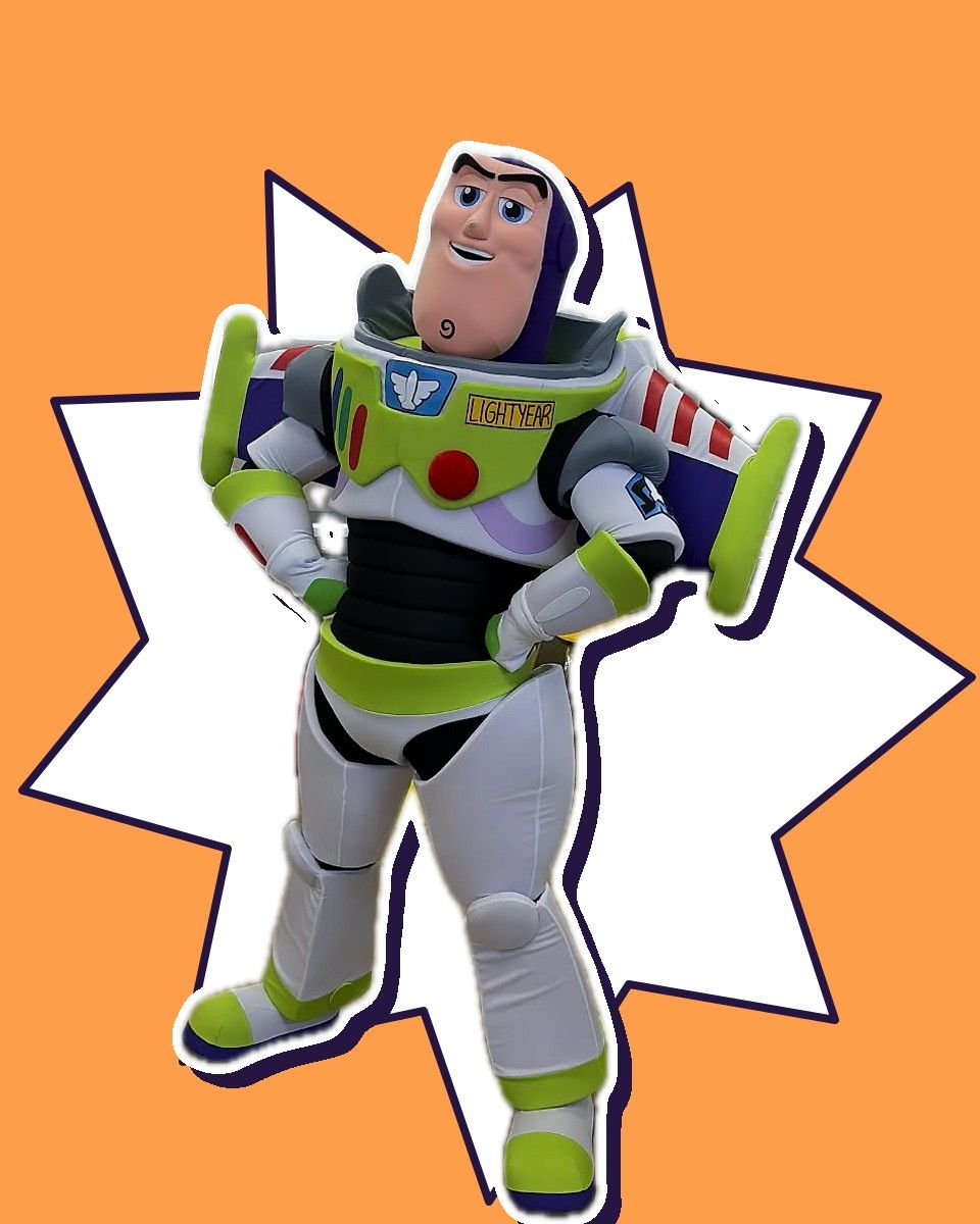 A performer as the Buzz Lightyear-inspired Space Ranger, one of our birthday party characters