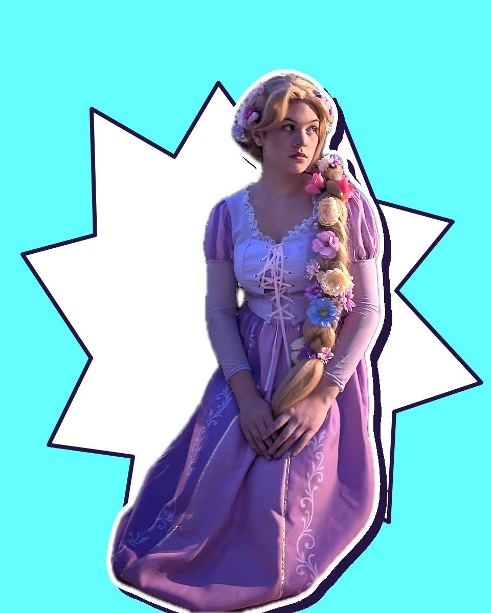 A performer as the Rapunzel-inspired Tower Princess, one of our birthday party characters